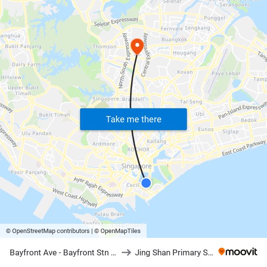 Bayfront Ave - Bayfront Stn Exit A (03519) to Jing Shan Primary School Field map