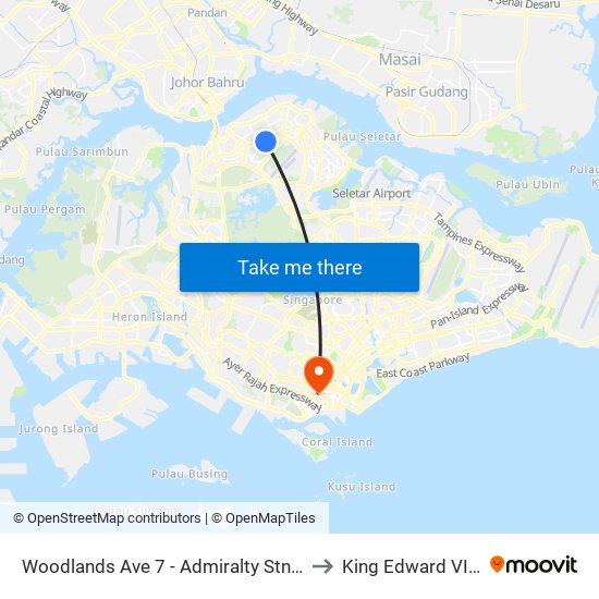 Woodlands Ave 7 - Admiralty Stn (46779) to King Edward VII Hall map