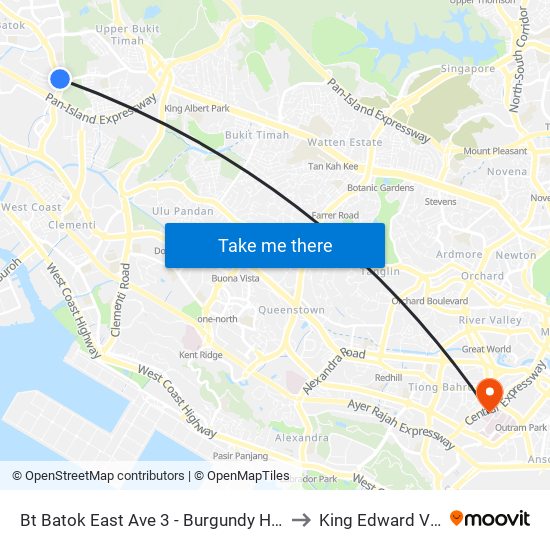 Bt Batok East Ave 3 - Burgundy Hill (42319) to King Edward VII Hall map