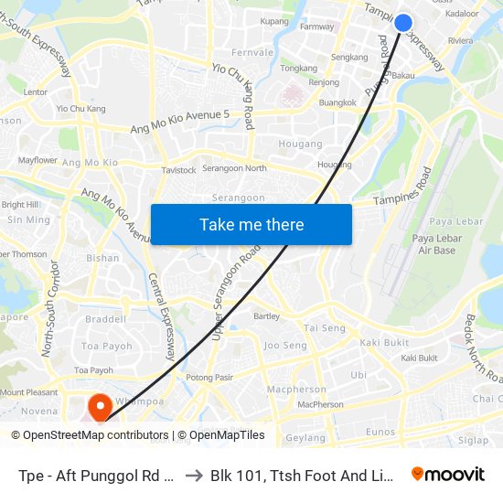 Tpe -  Aft Punggol Rd (65199) to Blk 101, Ttsh Foot And Limb Center map