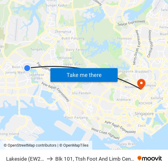 Lakeside (EW26) to Blk 101, Ttsh Foot And Limb Center map