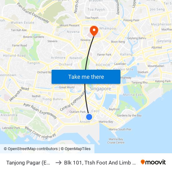 Tanjong Pagar (EW15) to Blk 101, Ttsh Foot And Limb Center map