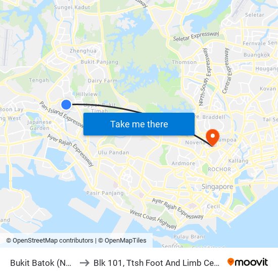 Bukit Batok (NS2) to Blk 101, Ttsh Foot And Limb Center map