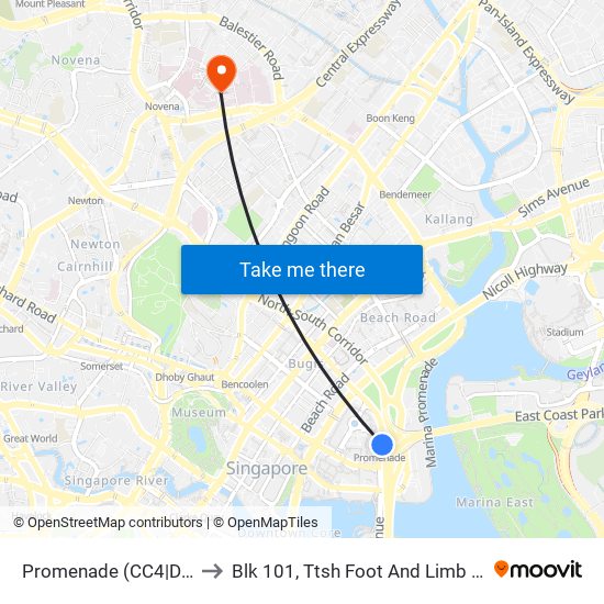 Promenade (CC4|DT15) to Blk 101, Ttsh Foot And Limb Center map