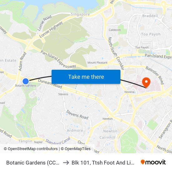 Botanic Gardens (CC19|DT9) to Blk 101, Ttsh Foot And Limb Center map