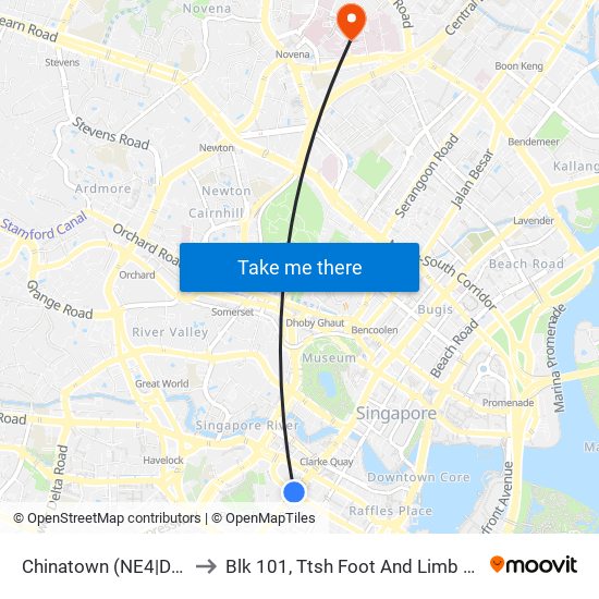 Chinatown (NE4|DT19) to Blk 101, Ttsh Foot And Limb Center map