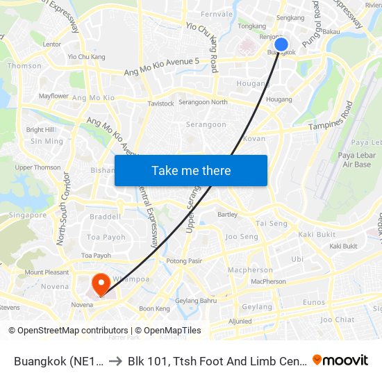 Buangkok (NE15) to Blk 101, Ttsh Foot And Limb Center map