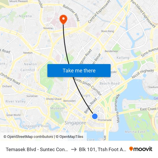 Temasek Blvd - Suntec Convention Ctr (02151) to Blk 101, Ttsh Foot And Limb Center map