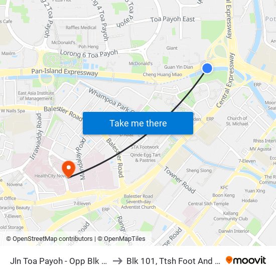 Jln Toa Payoh - Opp Blk 195 (52089) to Blk 101, Ttsh Foot And Limb Center map