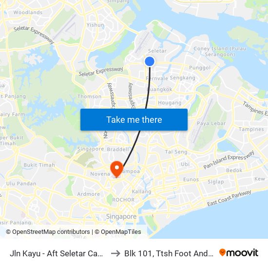 Jln Kayu - Aft Seletar Camp G (68119) to Blk 101, Ttsh Foot And Limb Center map