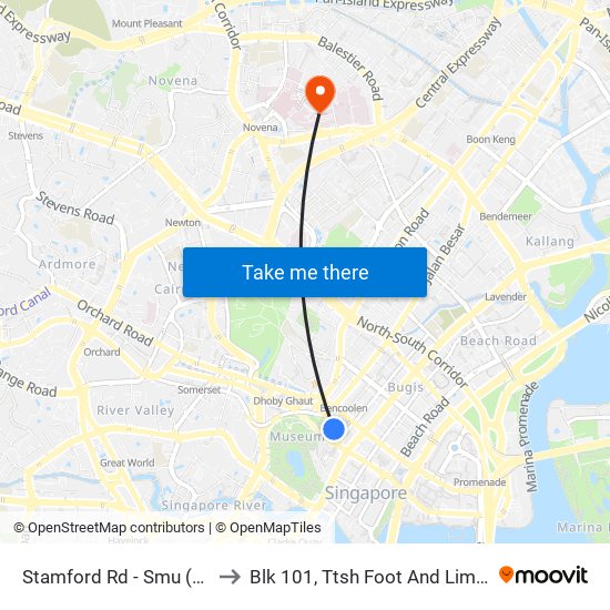 Stamford Rd - Smu (04121) to Blk 101, Ttsh Foot And Limb Center map