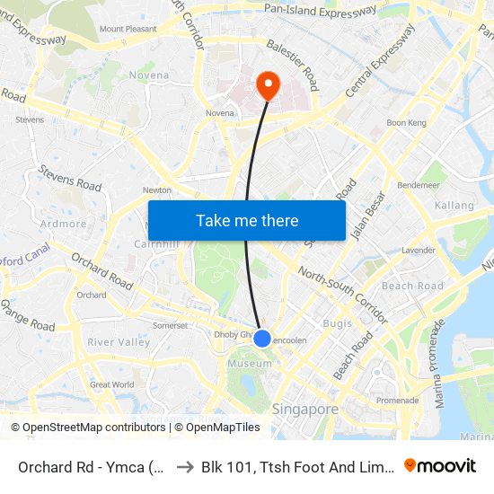 Orchard Rd - Ymca (08041) to Blk 101, Ttsh Foot And Limb Center map
