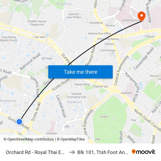 Orchard Rd - Royal Thai Embassy (09179) to Blk 101, Ttsh Foot And Limb Center map