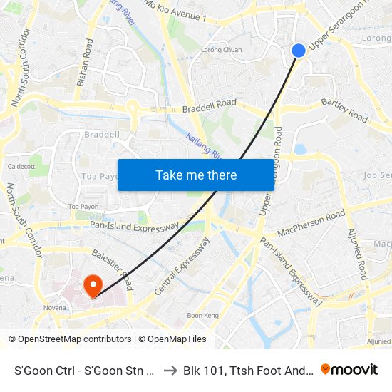 S'Goon Ctrl - S'Goon Stn Exit E (66351) to Blk 101, Ttsh Foot And Limb Center map