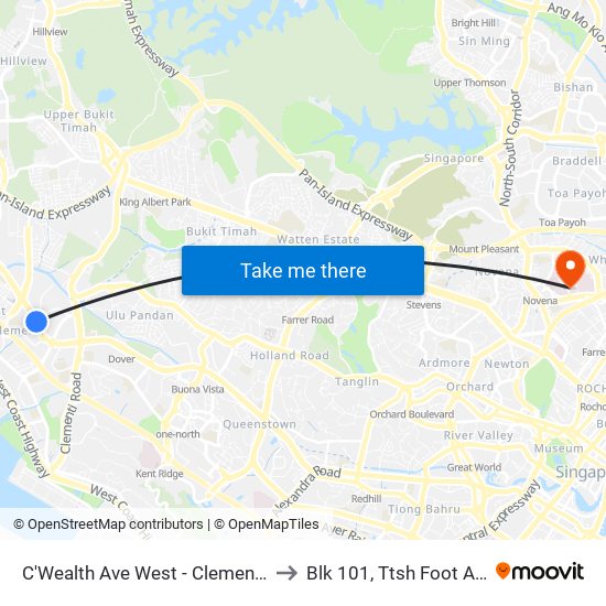 C'Wealth Ave West - Clementi Stn Exit B (17179) to Blk 101, Ttsh Foot And Limb Center map