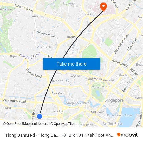 Tiong Bahru Rd - Tiong Bahru Stn (10169) to Blk 101, Ttsh Foot And Limb Center map