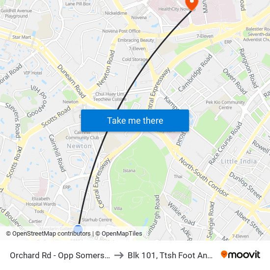 Orchard Rd - Opp Somerset Stn (09038) to Blk 101, Ttsh Foot And Limb Center map