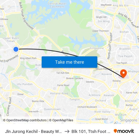 Jln Jurong Kechil - Beauty World Stn Exit C (42151) to Blk 101, Ttsh Foot And Limb Center map