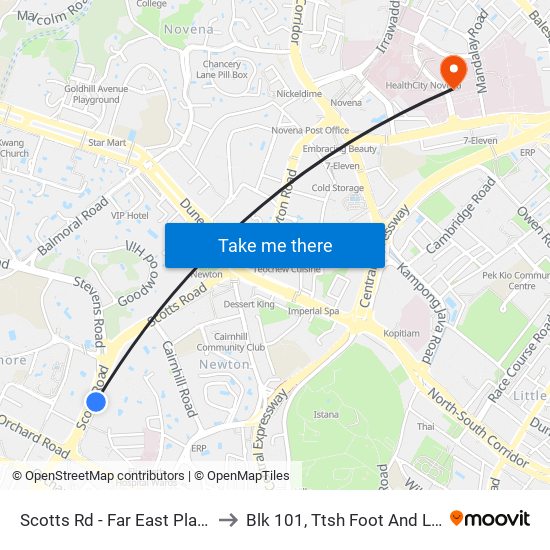 Scotts Rd - Far East Plaza (09219) to Blk 101, Ttsh Foot And Limb Center map