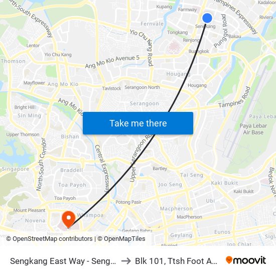 Sengkang East Way - Sengkang Stn (67409) to Blk 101, Ttsh Foot And Limb Center map