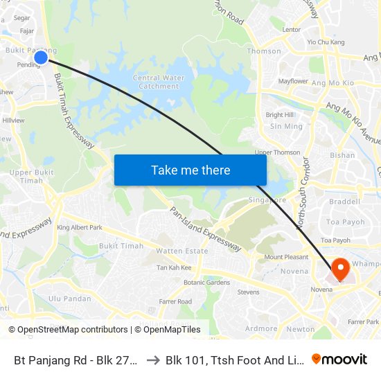 Bt Panjang Rd - Blk 270 (44261) to Blk 101, Ttsh Foot And Limb Center map