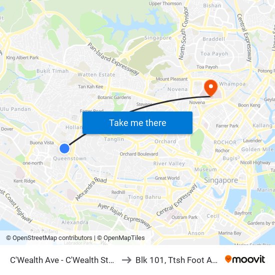 C'Wealth Ave - C'Wealth Stn Exit B/C (11169) to Blk 101, Ttsh Foot And Limb Center map