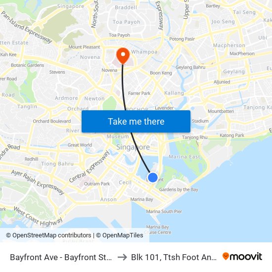 Bayfront Ave - Bayfront Stn Exit A (03519) to Blk 101, Ttsh Foot And Limb Center map