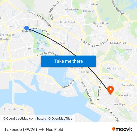 Lakeside (EW26) to Nus Field map