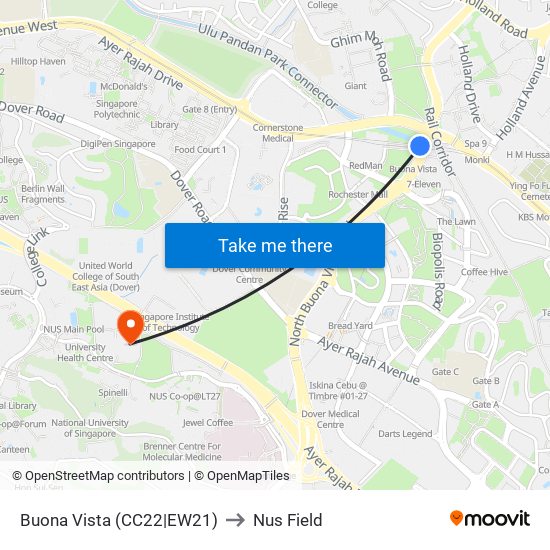 Buona Vista (CC22|EW21) to Nus Field map