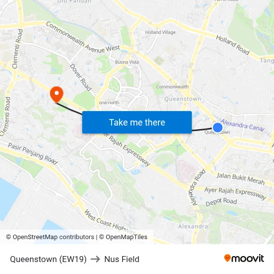 Queenstown (EW19) to Nus Field map