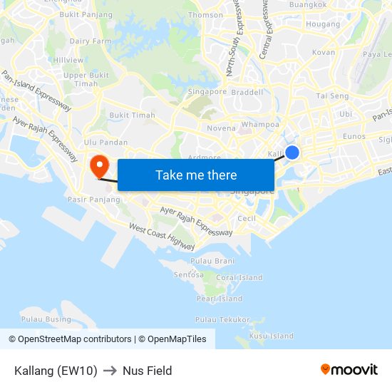 Kallang (EW10) to Nus Field map
