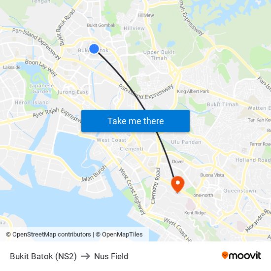 Bukit Batok (NS2) to Nus Field map