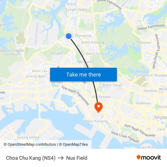 Choa Chu Kang (NS4) to Nus Field map