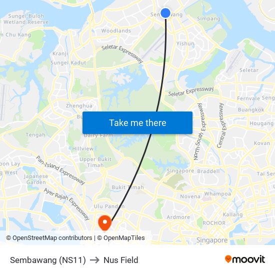 Sembawang (NS11) to Nus Field map