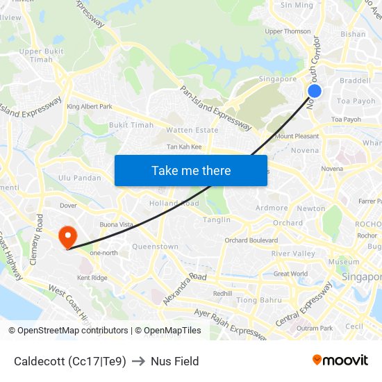 Caldecott (Cc17|Te9) to Nus Field map