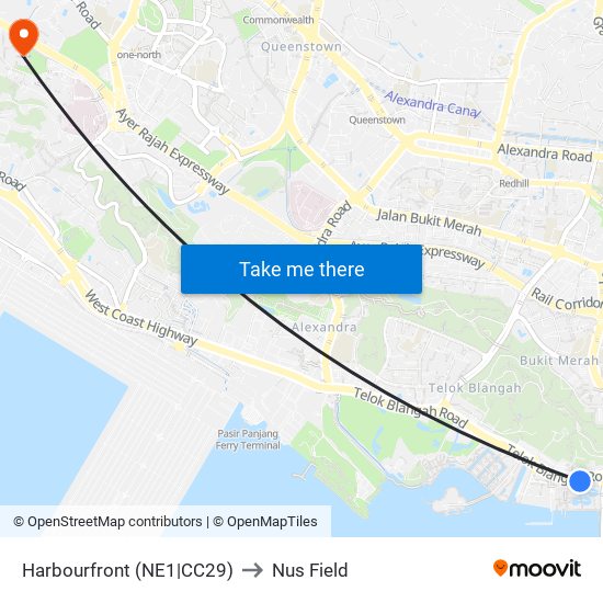 Harbourfront (NE1|CC29) to Nus Field map