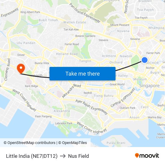 Little India (NE7|DT12) to Nus Field map