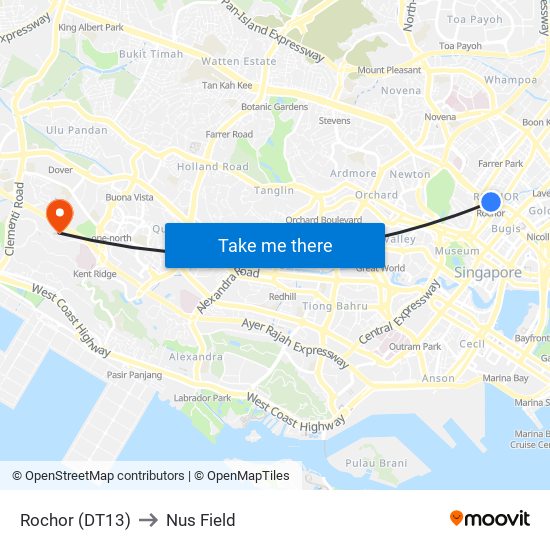 Rochor (DT13) to Nus Field map