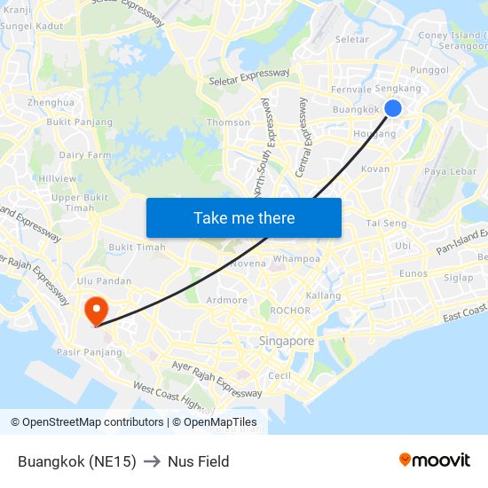 Buangkok (NE15) to Nus Field map