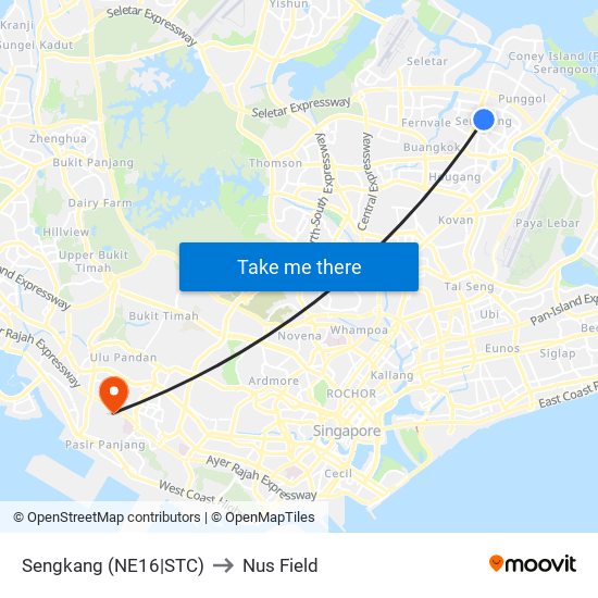 Sengkang (NE16|STC) to Nus Field map