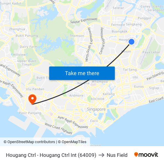 Hougang Ctrl - Hougang Ctrl Int (64009) to Nus Field map