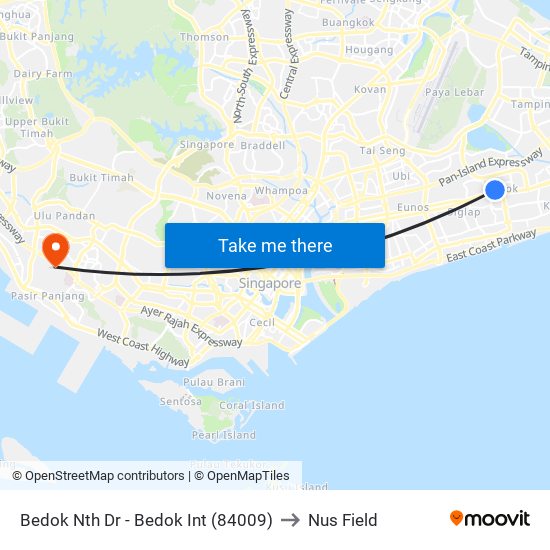 Bedok Nth Dr - Bedok Int (84009) to Nus Field map