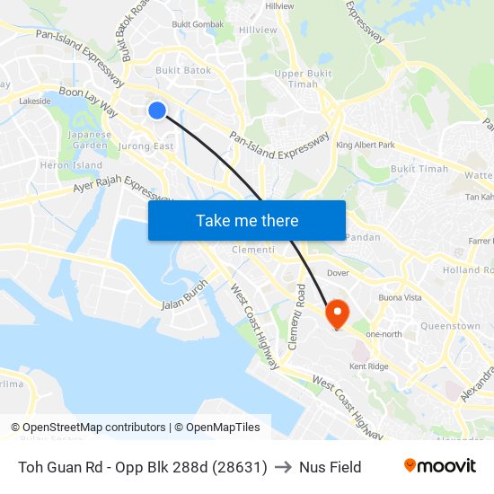 Toh Guan Rd - Opp Blk 288d (28631) to Nus Field map