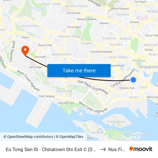 Eu Tong Sen St - Chinatown Stn Exit C (05013) to Nus Field map