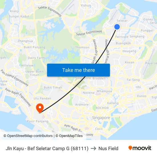 Jln Kayu - Bef Seletar Camp G (68111) to Nus Field map