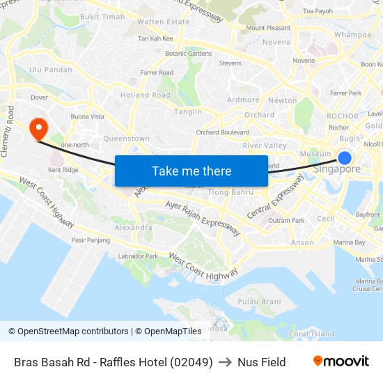 Bras Basah Rd - Raffles Hotel (02049) to Nus Field map