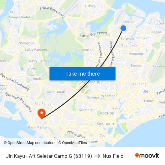 Jln Kayu - Aft Seletar Camp G (68119) to Nus Field map