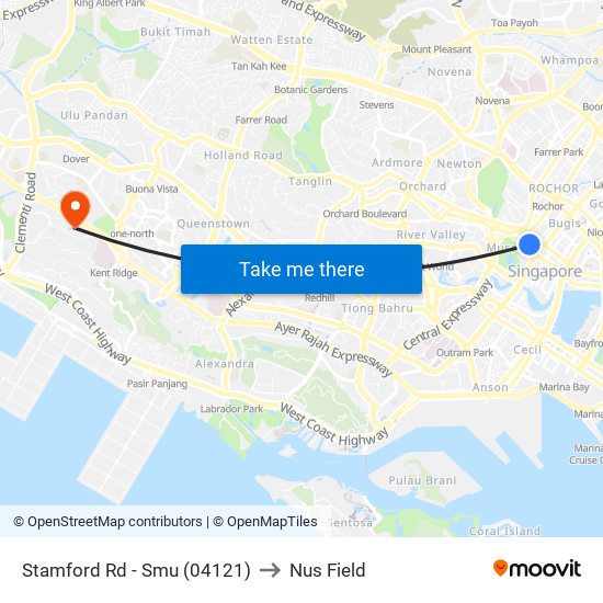 Stamford Rd - Smu (04121) to Nus Field map