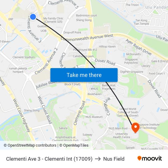 Clementi Ave 3 - Clementi Int (17009) to Nus Field map