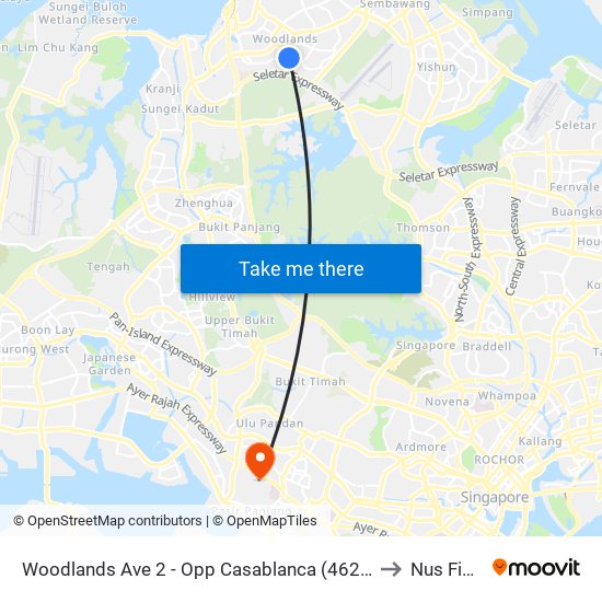 Woodlands Ave 2 - Opp Casablanca (46221) to Nus Field map